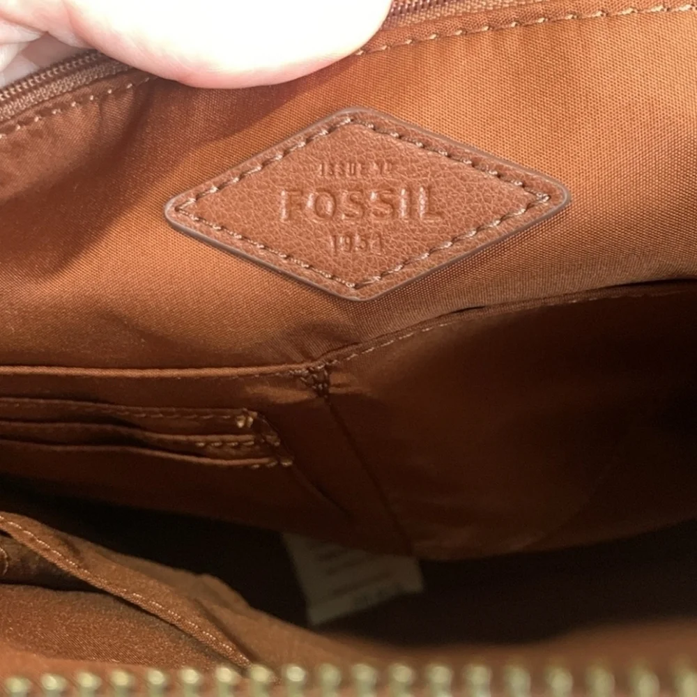 Fossil Sydney tote in Colorful Stripes brown vegan leather trim new with tags